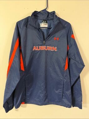 Under Armour Navy and Orange Auburn Quarter-Zip Pullover